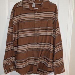 Hurley Brown Striped Casual Button Down Shirt